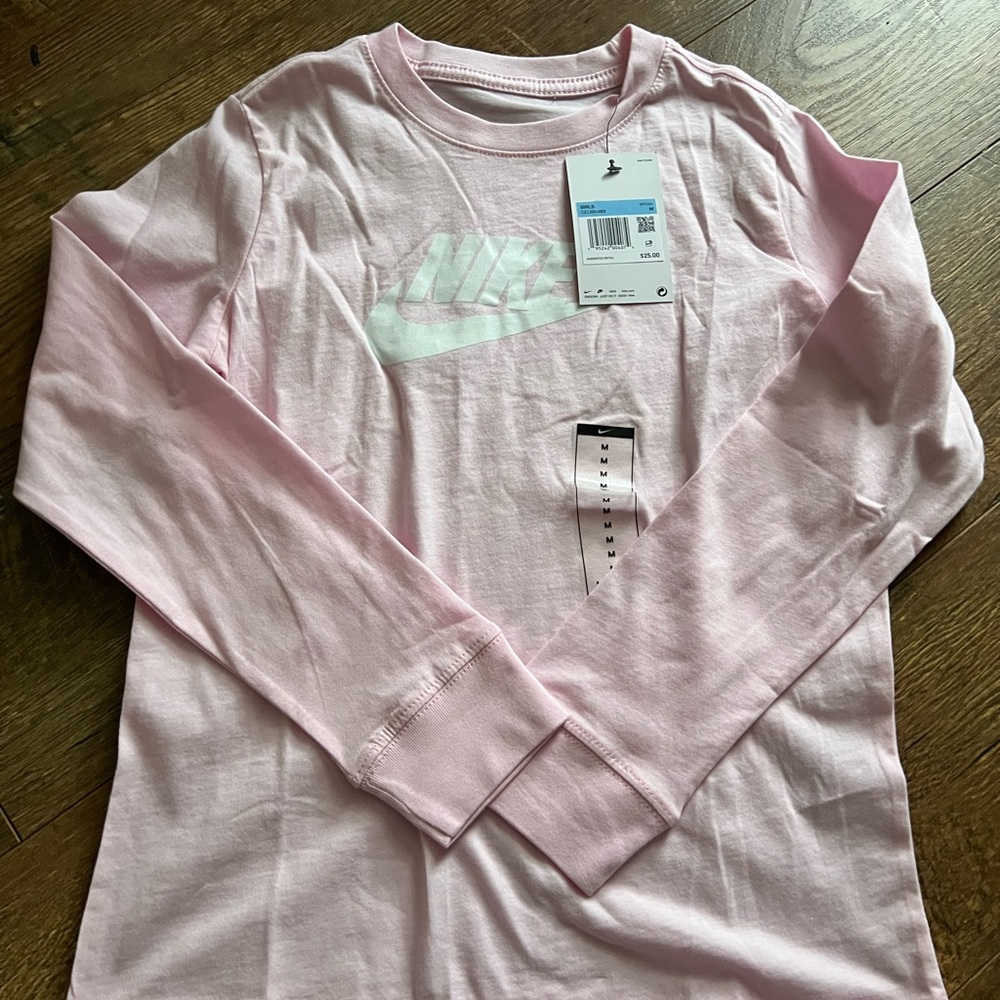 Nike Kids Light Pink Long Sleeve Tee - Picture 1 of 2